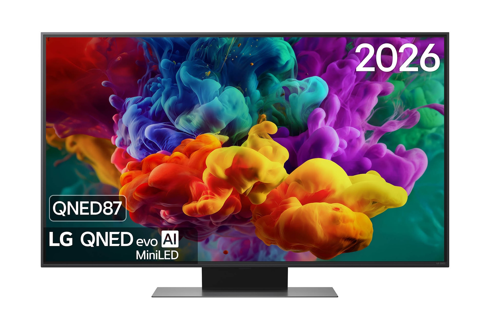 Vooraanzicht van 50 inch LG QNED evo AI QNED87 Mini LED 4K Smart TV 2026 50QNED87B6A